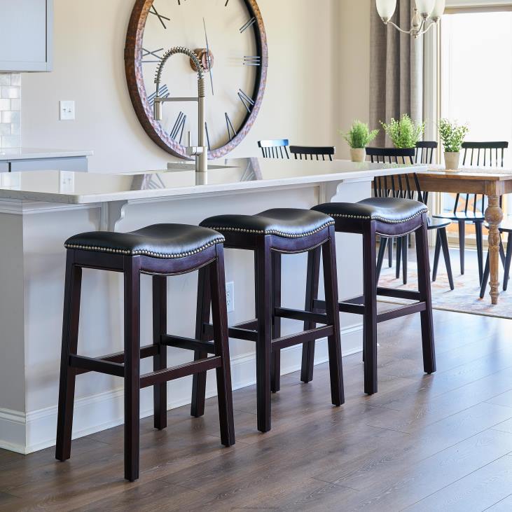 Furniture Plow & Hearth Lena Tall Saddle Seat Barstool - Black NFLB2043