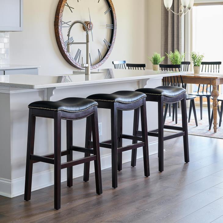 Furniture Plow & Hearth Lena Tall Saddle Seat Barstool - Black NFLB2043