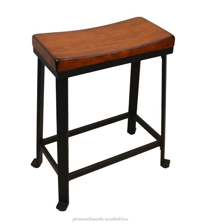 Furniture Plow & Hearth Wood and Metal Saddle Seat Stool - Chestnut NFLB2053