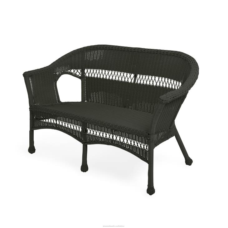 Furniture Plow & Hearth Easy Care Resin Wicker Love Seat - Black NFLB3158