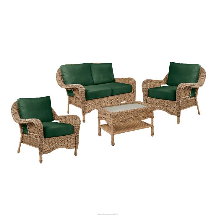 Furniture Plow & Hearth Prospect Hill Outdoor Wicker Deep Seating Love Seat Set with Cushions - Cloud White with Midnight Navy Cushions NFLB3261