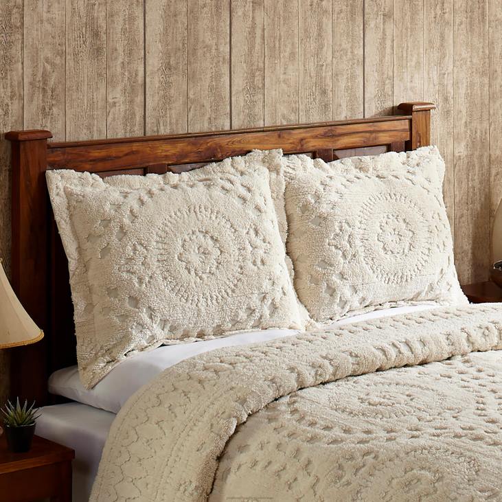 Houseware Plow & Hearth Corinne Tufted Cotton Chenille Sham - Ivory - King NFLB2654