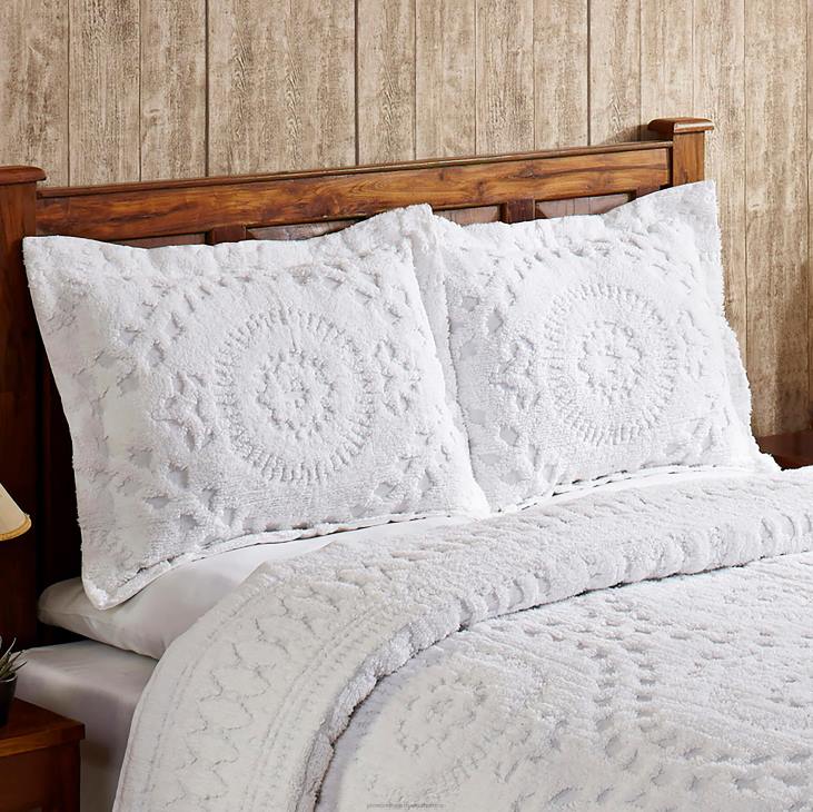 Houseware Plow & Hearth Corinne Tufted Cotton Chenille Sham - Ivory - King NFLB2654