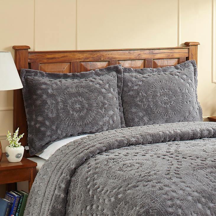Houseware Plow & Hearth Corinne Tufted Cotton Chenille Sham - Ivory - King NFLB2654