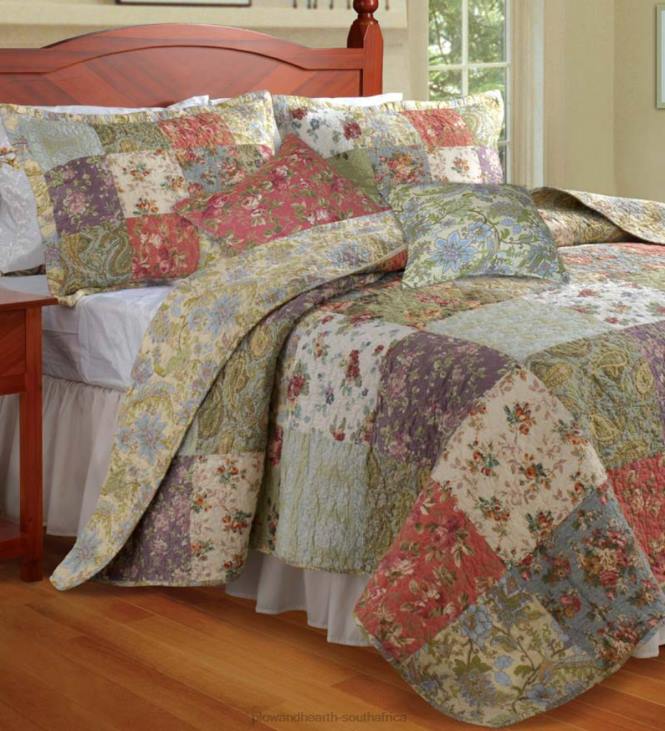 Houseware Plow & Hearth Cotton Wildflower Patchwork Block Quilt Bonus Set NFLB2660