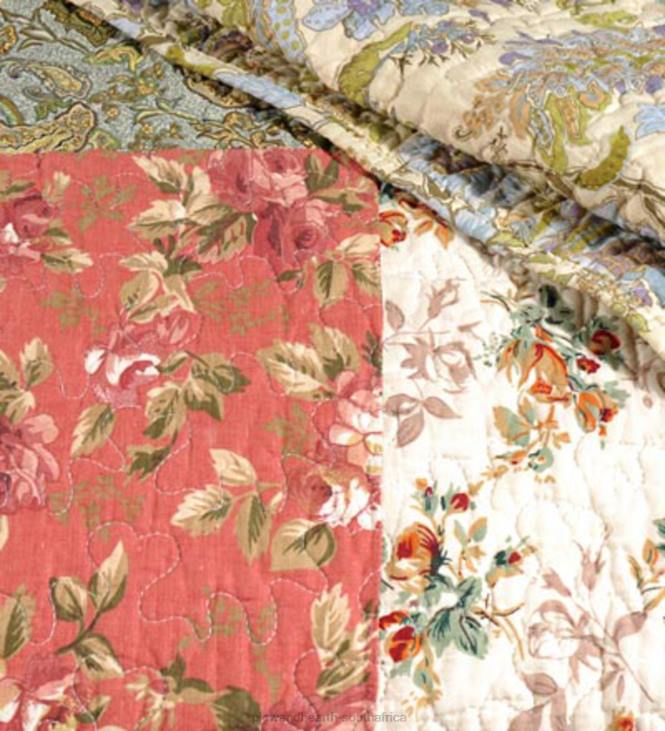 Houseware Plow & Hearth Cotton Wildflower Patchwork Block Quilt Bonus Set NFLB2660
