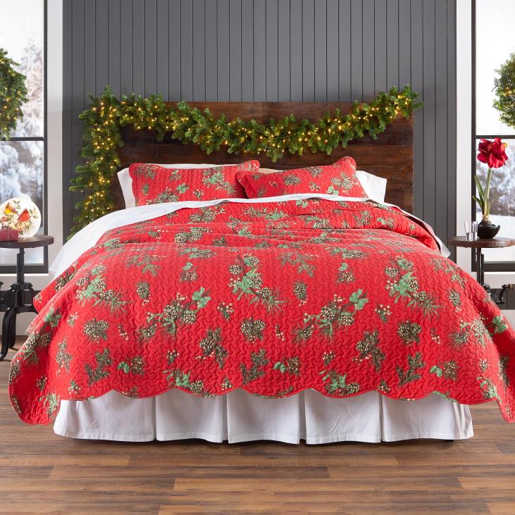 Houseware Plow & Hearth Holiday Peaceful Pine Quilted Bedding Set NFLB2648