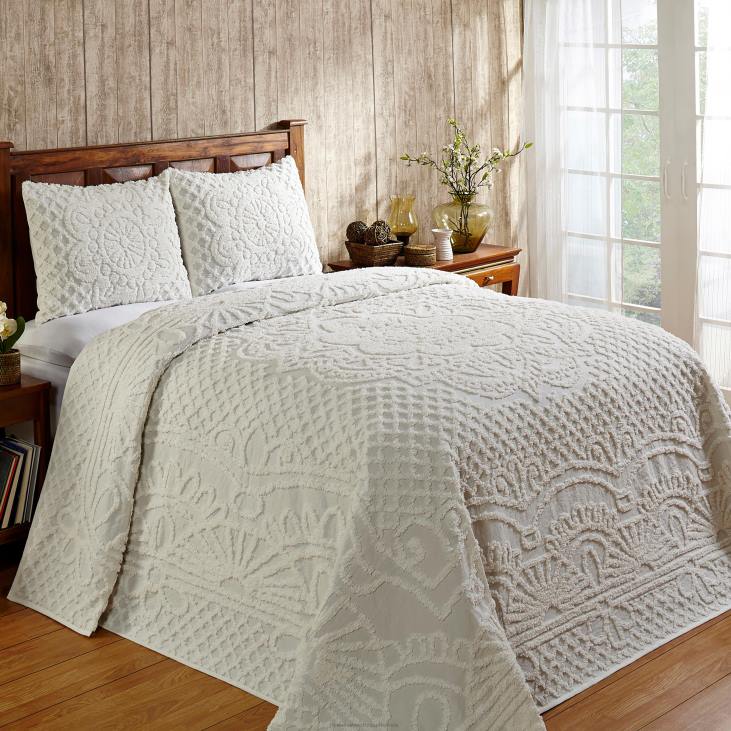 Houseware Plow & Hearth Jeanine Tufted Cotton Chenille Bedspread with Shams Set - Blue - Full NFLB2651