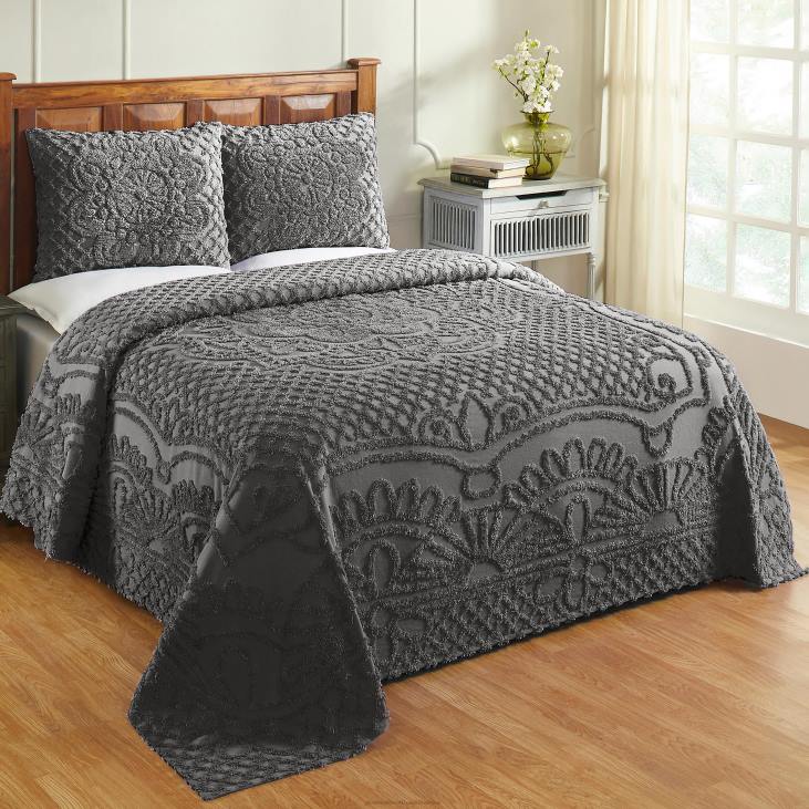 Houseware Plow & Hearth Jeanine Tufted Cotton Chenille Bedspread with Shams Set - Blue - Full NFLB2651