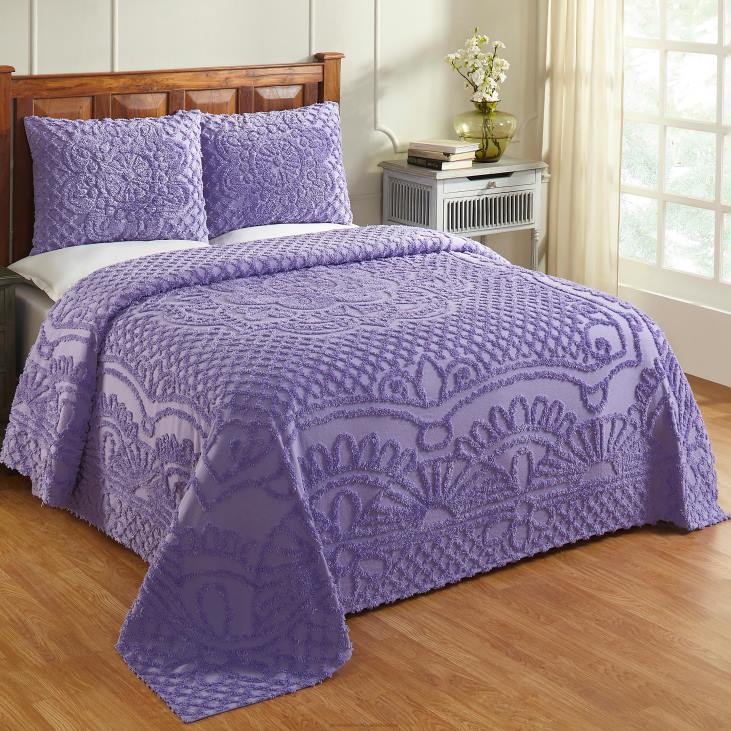 Houseware Plow & Hearth Jeanine Tufted Cotton Chenille Bedspread with Shams Set - Blue - Full NFLB2651