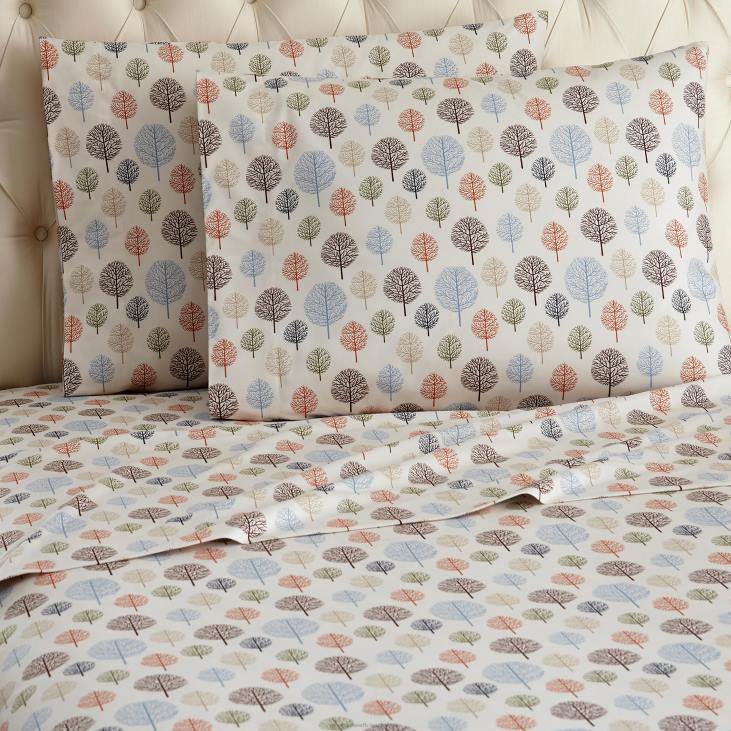 Houseware Plow & Hearth Printed Micro Flannel Sheet Set - Bark Plaid - Full NFLB2686
