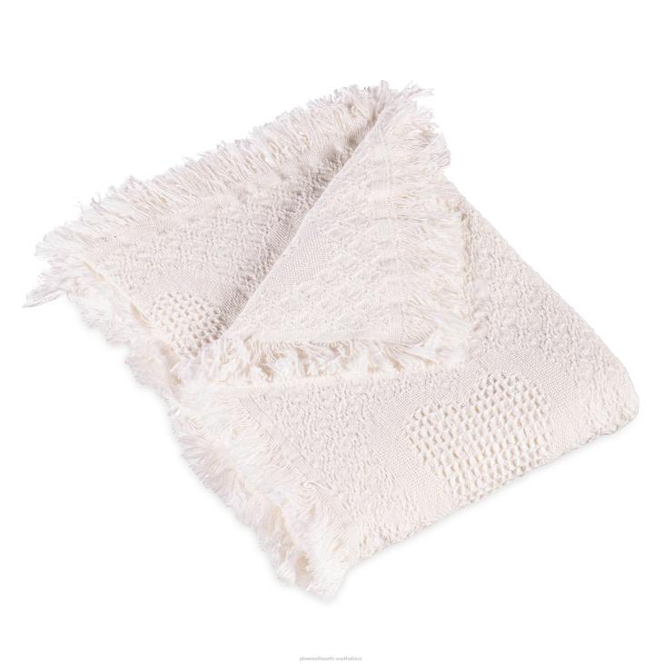 Houseware Plow & Hearth Basket Weave Cotton Heart Throw - White NFLB2691