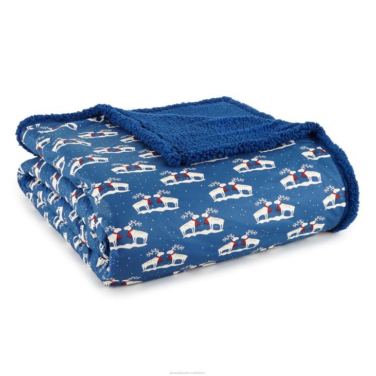 Houseware Plow & Hearth Reversible Patterned Micro Flannel Sherpa Blanket - Berry Patch Plaid - King NFLB2687