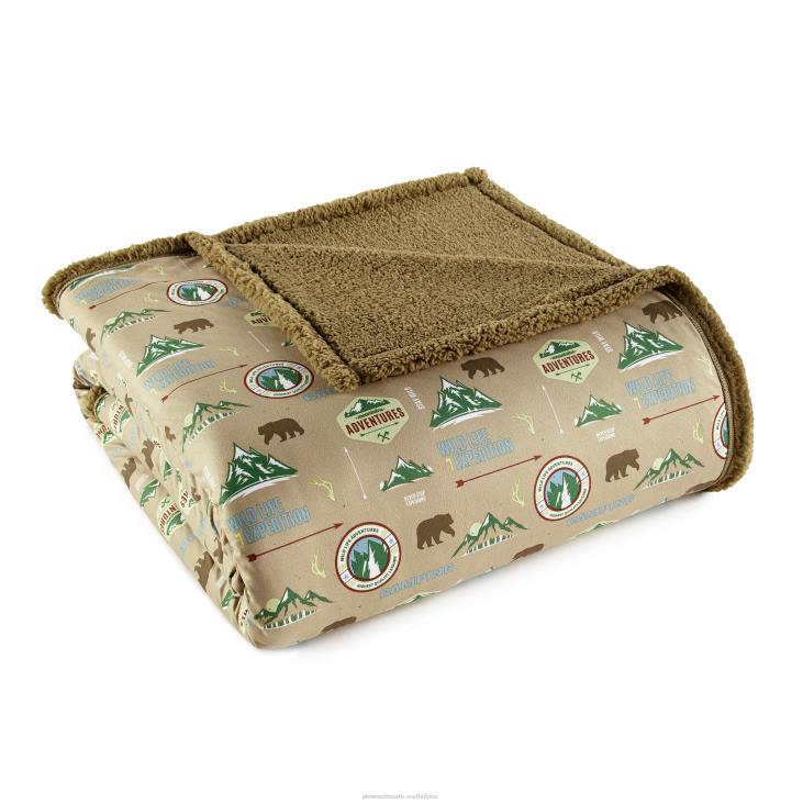 Houseware Plow & Hearth Reversible Patterned Micro Flannel Sherpa Blanket - Berry Patch Plaid - King NFLB2687