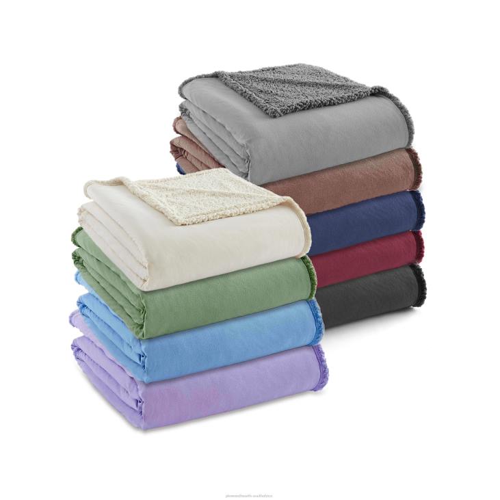 Houseware Plow & Hearth Reversible Solid Micro Flannel Sherpa Blanket - Blue - Twin NFLB2690