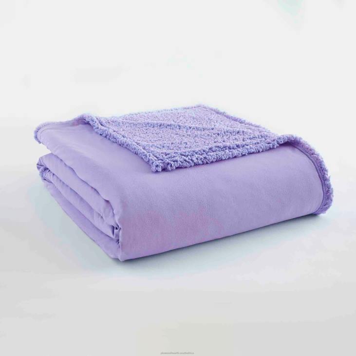 Houseware Plow & Hearth Reversible Solid Micro Flannel Sherpa Blanket - Blue - Twin NFLB2690