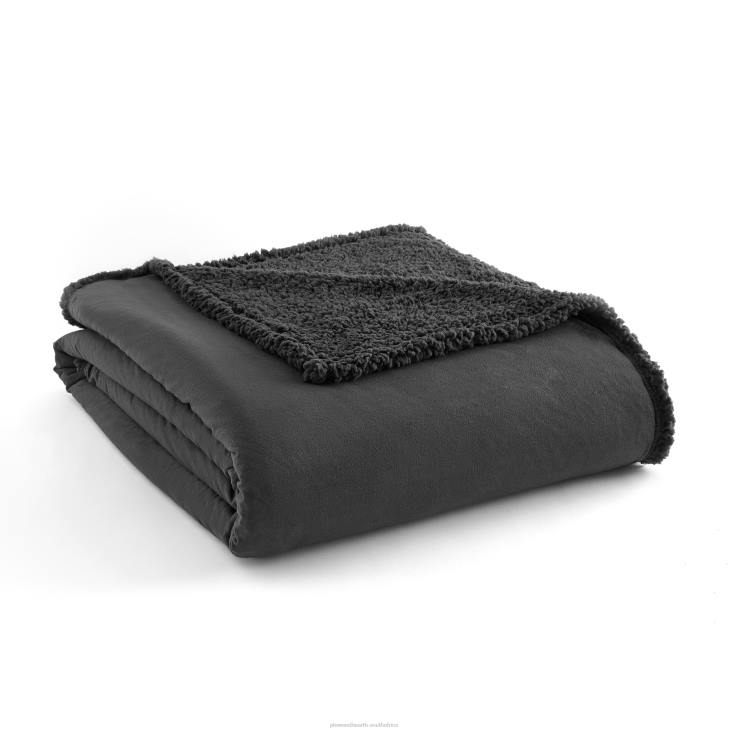 Houseware Plow & Hearth Reversible Solid Micro Flannel Sherpa Blanket - Blue - Twin NFLB2690