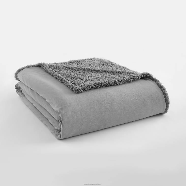 Houseware Plow & Hearth Reversible Solid Micro Flannel Sherpa Blanket - Blue - Twin NFLB2690