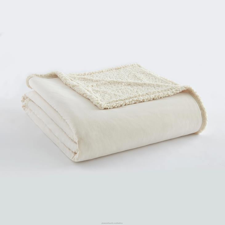 Houseware Plow & Hearth Reversible Solid Micro Flannel Sherpa Blanket - Blue - Twin NFLB2690