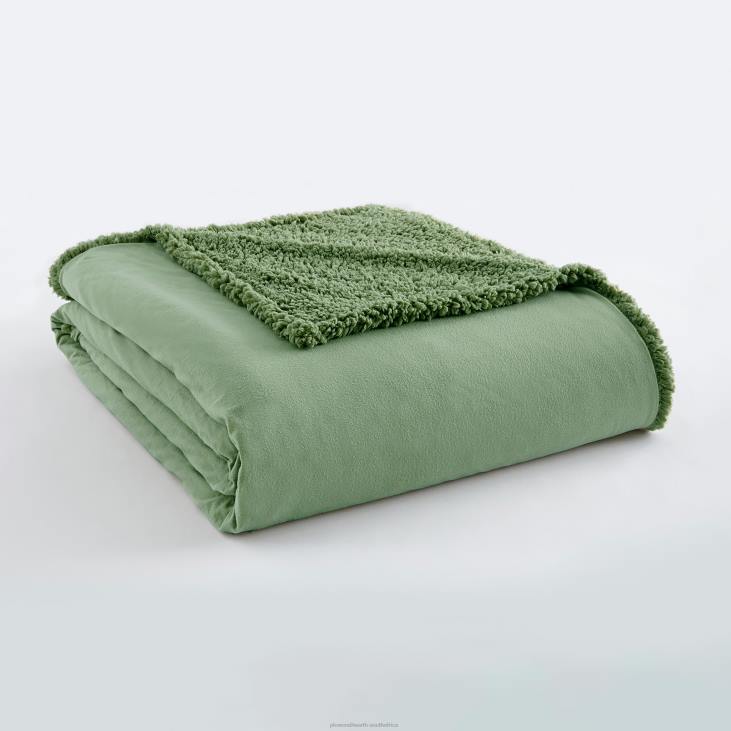 Houseware Plow & Hearth Reversible Solid Micro Flannel Sherpa Blanket - Blue - Twin NFLB2690