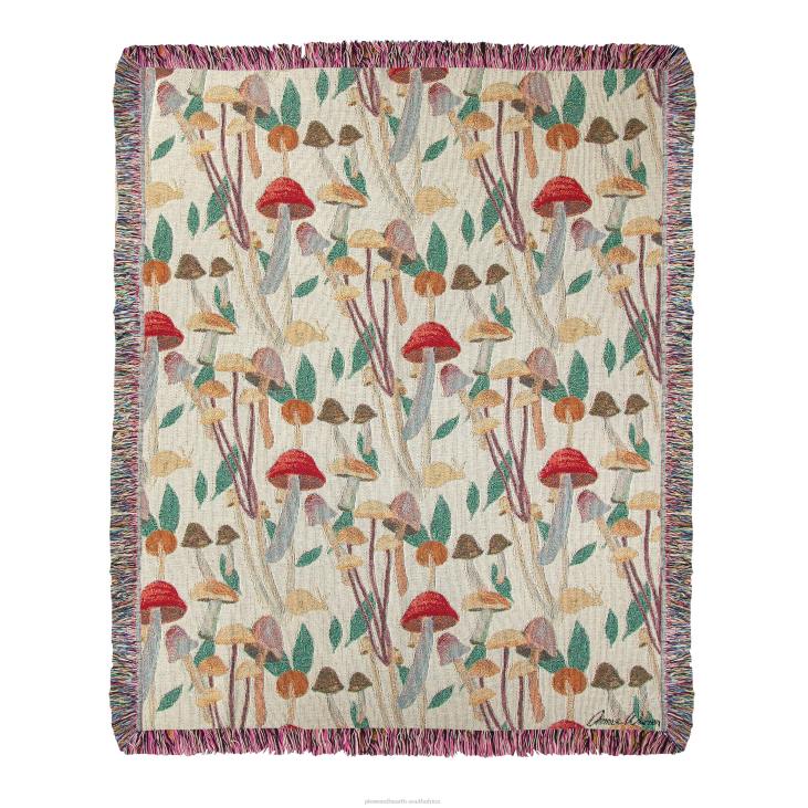 Houseware Plow & Hearth USA-Made Fungi Field Trip Cotton Tapestry Throw NFLB797