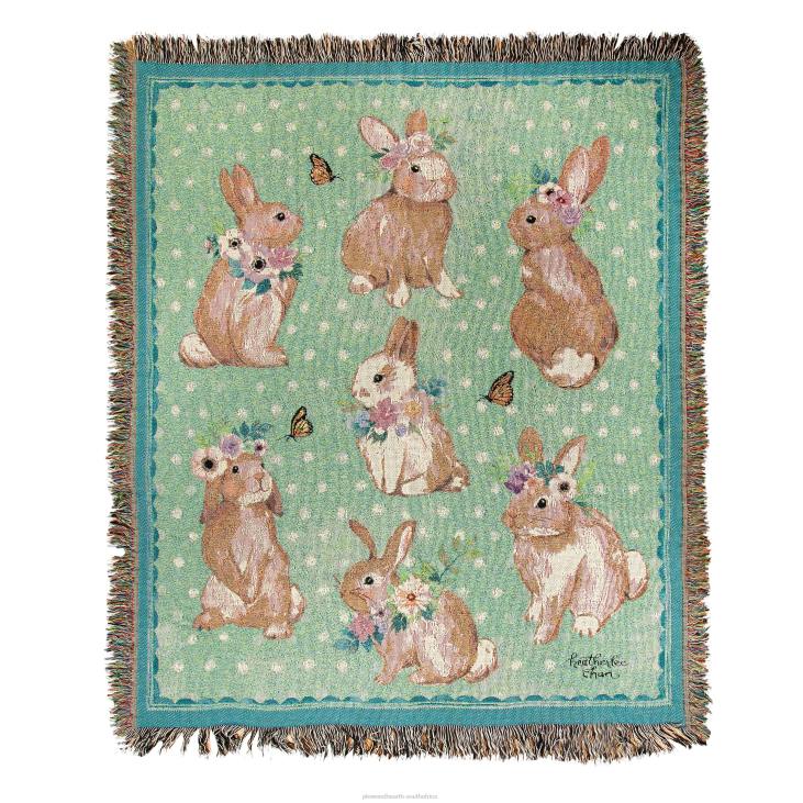 Houseware Plow & Hearth USA-Made Spring Bunny Cotton Tapestry Throw NFLB805