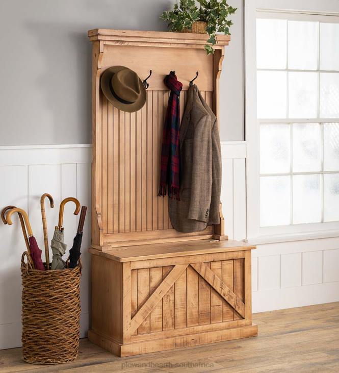 Houseware Plow & Hearth Bowling Green Hall Tree with Storage Bench - Rustic Black NFLB2067