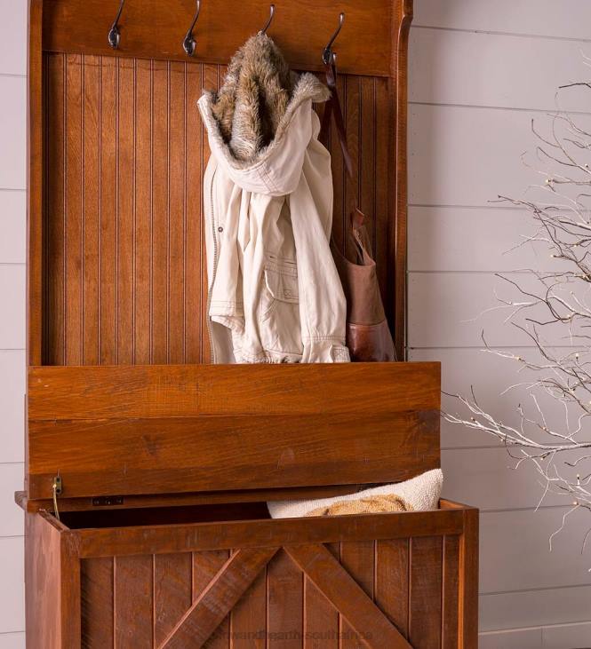 Houseware Plow & Hearth Bowling Green Hall Tree with Storage Bench - Rustic Black NFLB2067