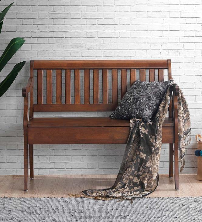 Houseware Plow & Hearth Handcrafted Slat-Back Storage Bench - Elm NFLB2061