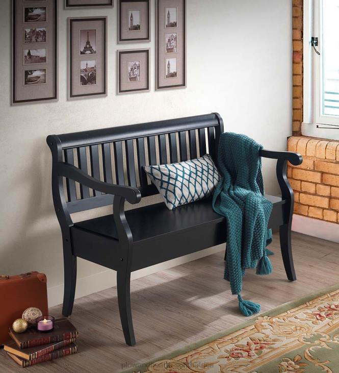 Houseware Plow & Hearth Handcrafted Slat-Back Storage Bench - Elm NFLB2061
