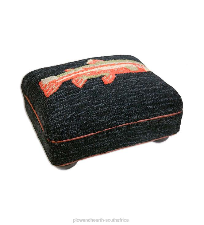 Houseware Plow & Hearth River Fish Hand-Hooked Wool Footstool NFLB2076