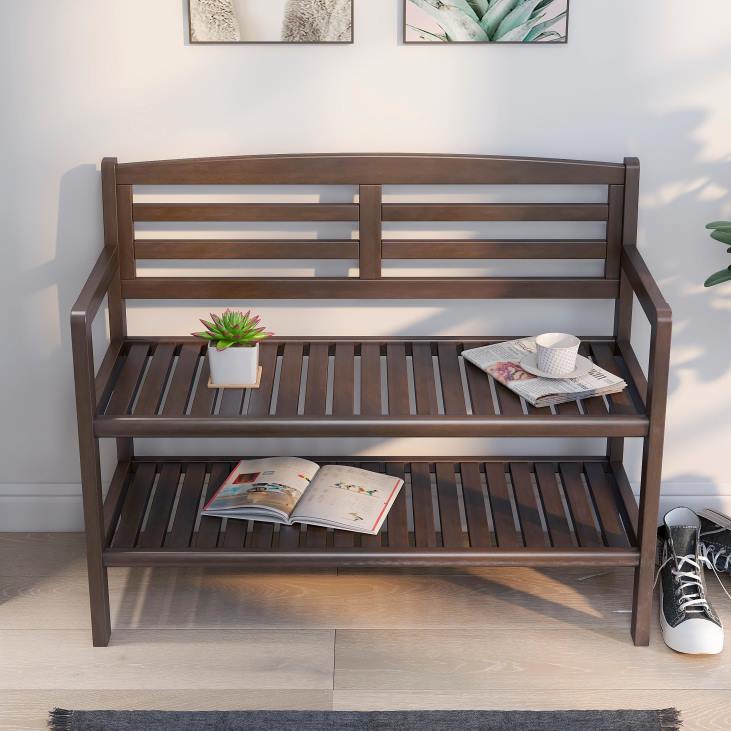 Houseware Plow & Hearth Wooden Entryway Bench - Espresso NFLB2063