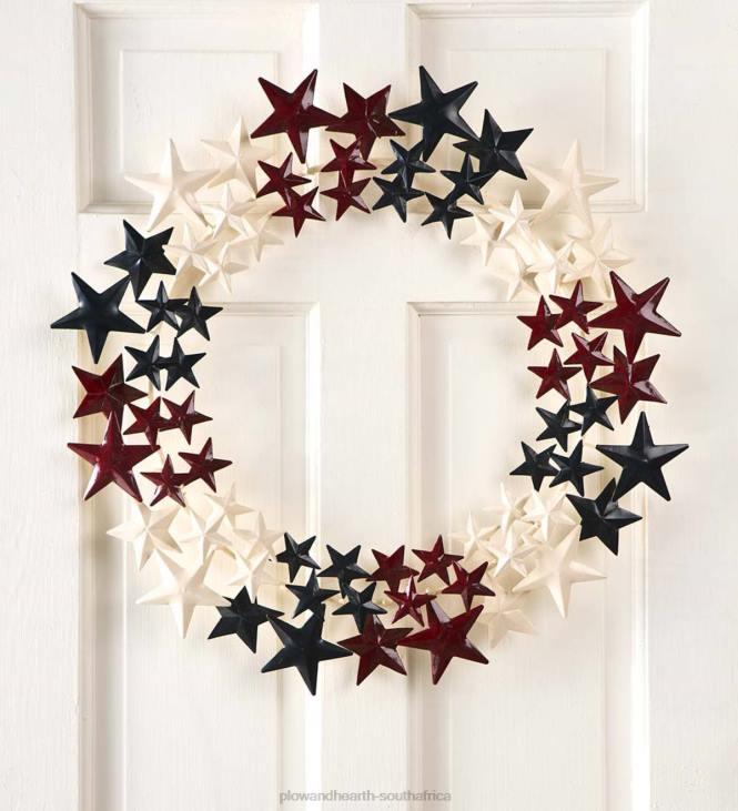 Houseware Plow & Hearth Americana Metal Stars Wreath NFLB1572