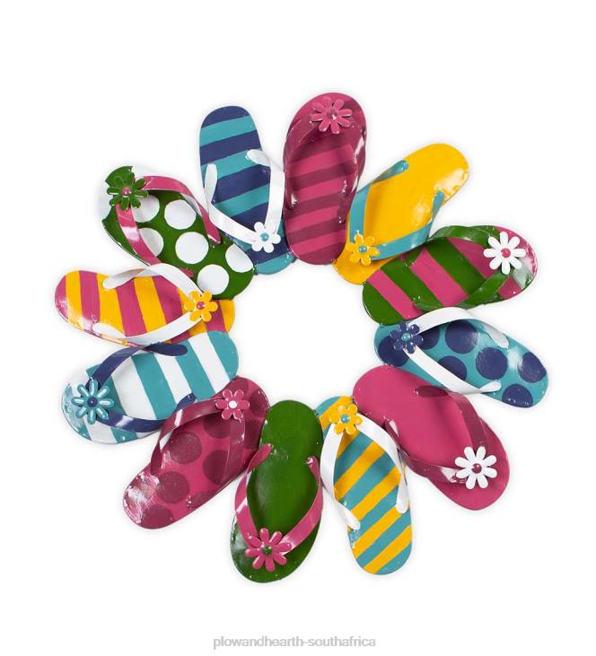 Houseware Plow & Hearth Boho Style Summer Flip-Flop Metal Wreath NFLB1510
