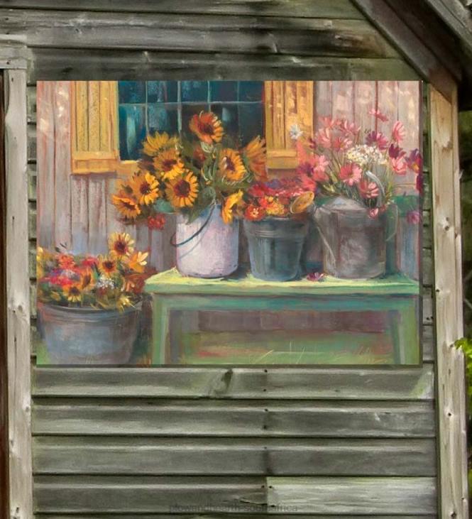 Houseware Plow & Hearth Buckets Of Bliss Indoor/Outdoor Canvas Wall Art NFLB1548