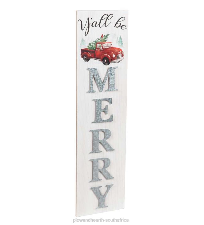 Houseware Plow & Hearth Double-Sided Fall/Holiday Greeting Wooden Standing Porch Leaner NFLB1490