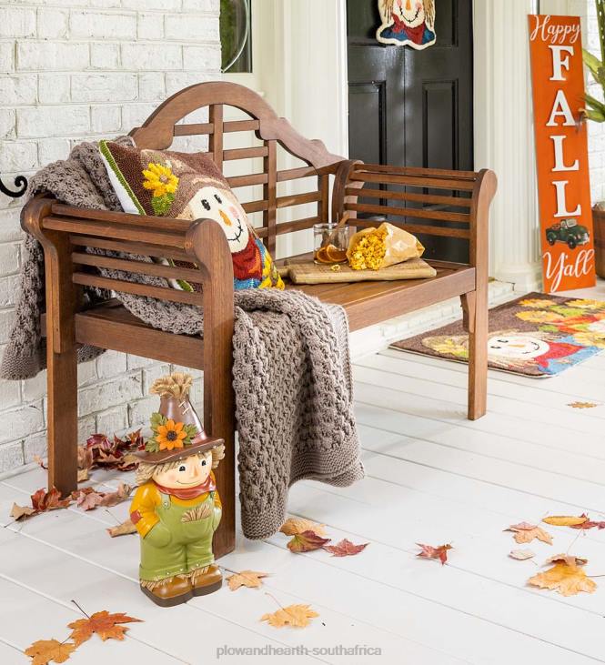Houseware Plow & Hearth Double-Sided Fall/Holiday Greeting Wooden Standing Porch Leaner NFLB1490