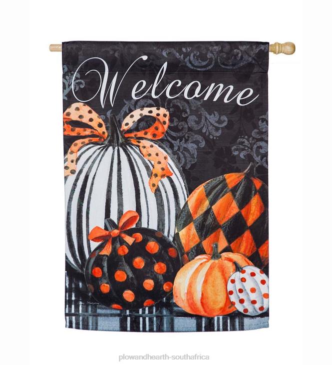 Houseware Plow & Hearth Elegant Plaid and Polka Dots Pumpkins Suede House Flag NFLB1519