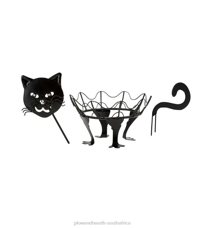 Houseware Plow & Hearth Halloween Cat Pumpkin Holders with Green LED Eyes, Set of 2 - Cat NFLB1480