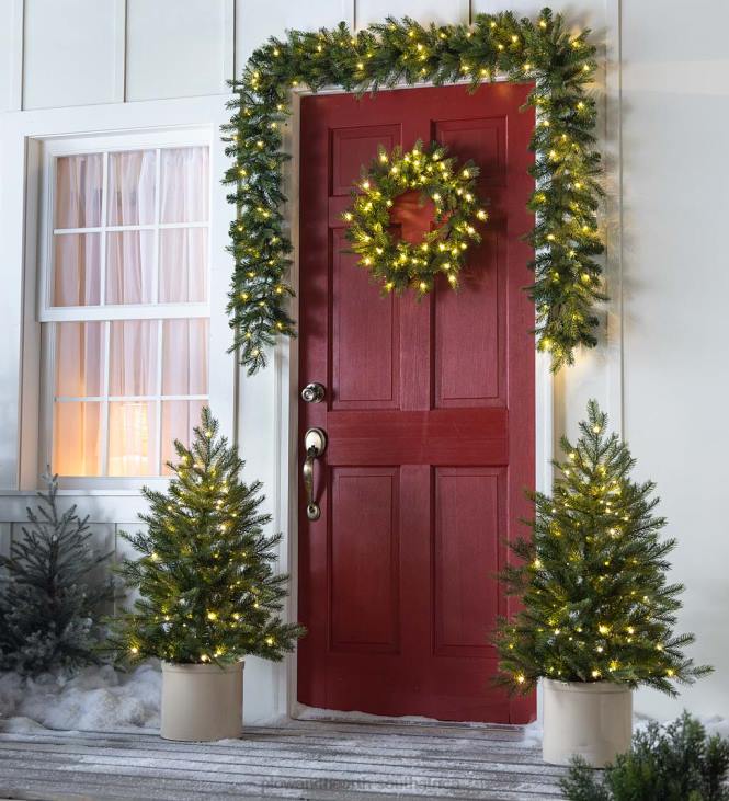 Houseware Plow & Hearth Holiday Porch-In-A-Box Lighted Grandis Fir Decorating Set NFLB1491