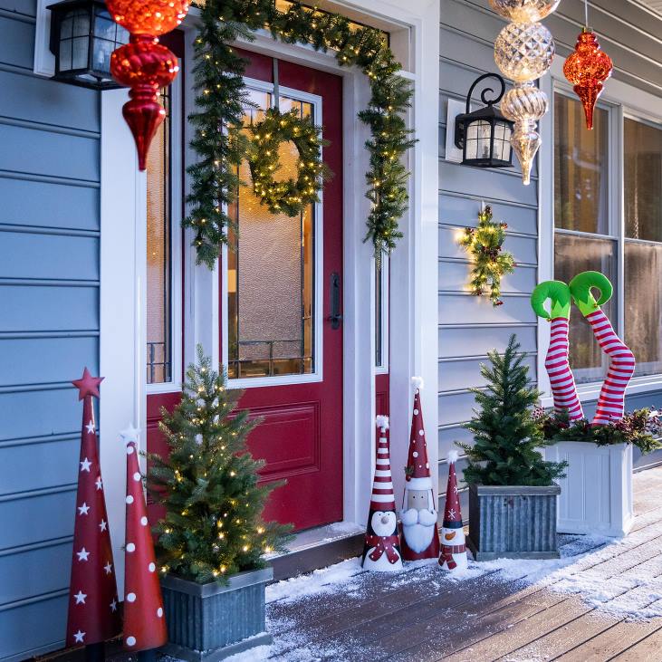 Houseware Plow & Hearth Holiday Porch-In-A-Box Lighted Grandis Fir Decorating Set NFLB1491
