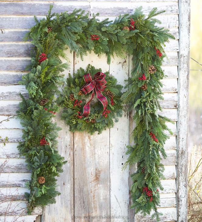 Houseware Plow & Hearth Holiday Woodland Evergreens 12'L Garland NFLB1474