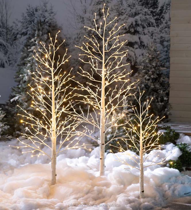 Houseware Plow & Hearth Indoor/Outdoor Birch Tree with Warm White and Multicolor Lights NFLB1481
