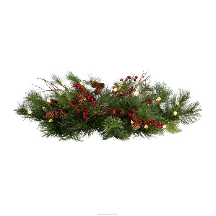 Houseware Plow & Hearth Indoor/Outdoor Blue Ridge Garland with Battery-Operated Dual-Function Lights NFLB1484