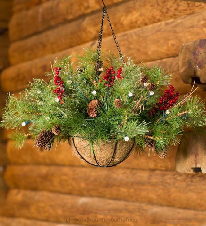 Houseware Plow & Hearth Indoor/Outdoor Blue Ridge Garland with Battery-Operated Dual-Function Lights NFLB1484
