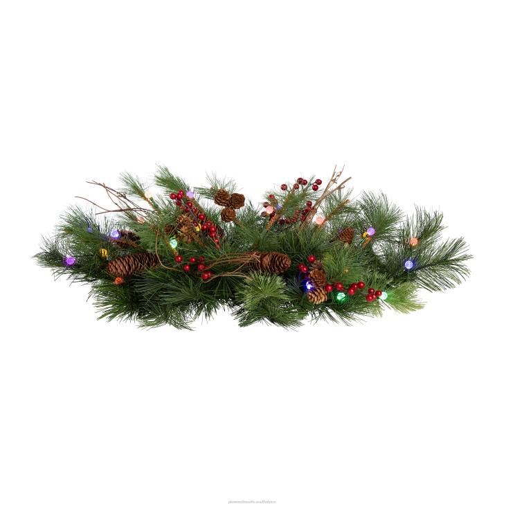 Houseware Plow & Hearth Indoor/Outdoor Blue Ridge Greenery with Battery-Operated Dual-Function Lights NFLB1479