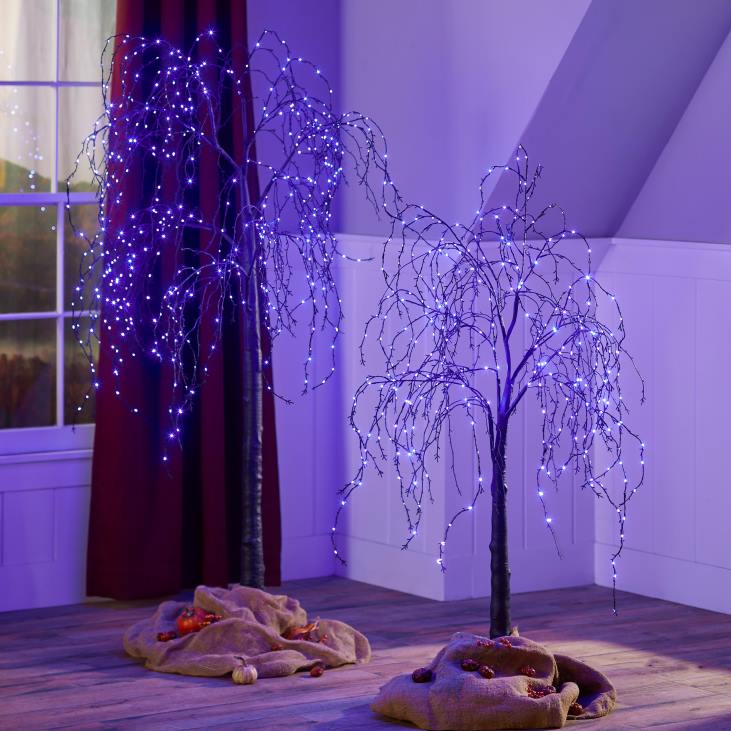 Houseware Plow & Hearth Indoor/Outdoor Halloween Electric Lighted Black Weeping Willow Tree with Purple LEDs NFLB1530