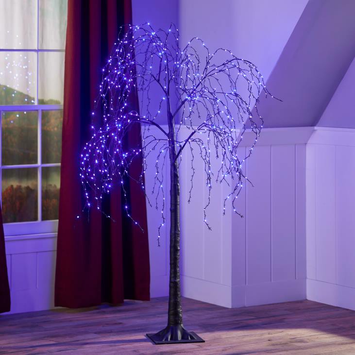 Houseware Plow & Hearth Indoor/Outdoor Halloween Electric Lighted Black Weeping Willow Tree with Purple LEDs NFLB1530