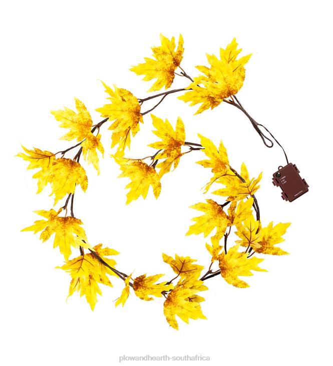 Houseware Plow & Hearth Indoor/Outdoor Lighted Golden Sugar Maple Leaf Garland with 24 Lights NFLB1562