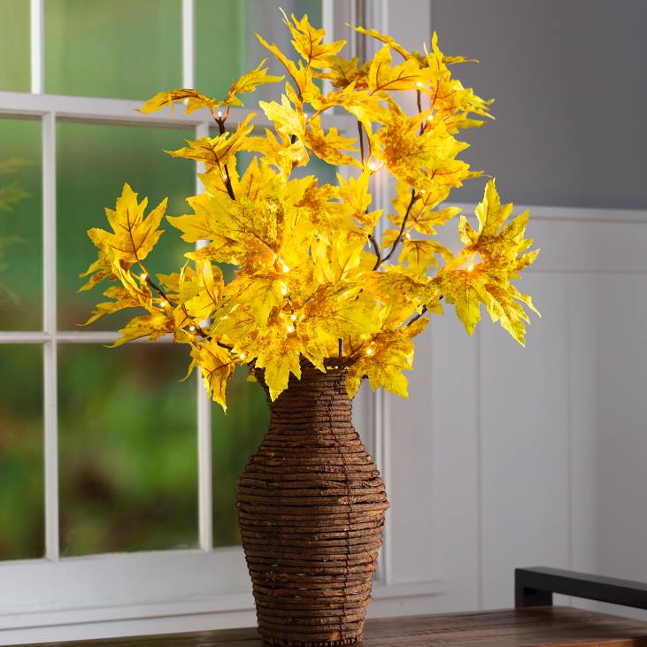 Houseware Plow & Hearth Indoor/Outdoor Lighted Golden Sugar Maple Tree Branches, Set of 2 NFLB1579